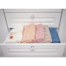 Carica l'immagine nel visualizzatore di Gallery, COPERTA IN BAMBOO A MAGLIA LAVORATA - TRAMA FOGLIE – 80x100 - JEANS