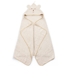 Carica l'immagine nel visualizzatore di Gallery, ACCAPPATOIO GRANDE 70x140 CON CAPPUCCIO IN BAMBOO 100% - ORSETTO - BEIGE