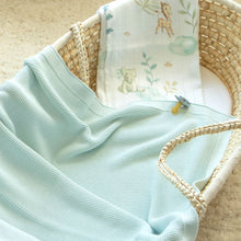 Carica l'immagine nel visualizzatore di Gallery, COPERTA IN BAMBOO A MAGLIA - TRAMA CLASSICA - 80x100 - ACQUA