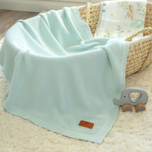 Carica l'immagine nel visualizzatore di Gallery, COPERTA IN BAMBOO A MAGLIA - TRAMA CLASSICA - 80x100 - ACQUA