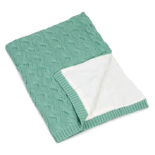 Carica l'immagine nel visualizzatore di Gallery, COPERTA DOUBLE FACE IN COTONE A MAGLIA E PELUCHE DI COTONE  – 80x100 - SALVIA