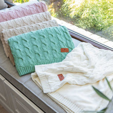 Carica l'immagine nel visualizzatore di Gallery, COPERTA DOUBLE FACE IN COTONE A MAGLIA E PELUCHE DI COTONE  – 80x100 - SALVIA