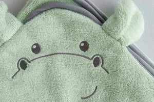 TRIANGLE BATHROBE WITH HOOD IN 100% BAMBOO - HIPPO - MINT - RESERVED ITEM MATTEO BIRTH LIST