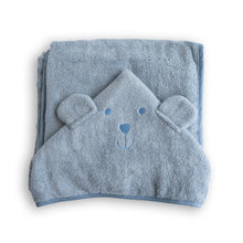 Load image into Gallery viewer, LARGE BATHROBE 70x140 WITH HOOD IN 100% BAMBOO - BEAR BEAR - JEANS
