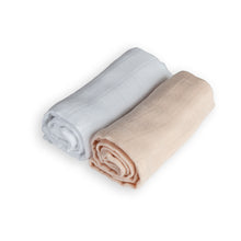 Load image into Gallery viewer, 100% BAMBOO MUSLINS - DUO PACK - 65x65 - PEACH &amp; WHITE
