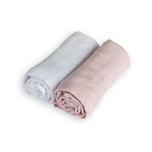 Load image into Gallery viewer, 100% BAMBOO MUSLINS - DUO PACK - 65x65 - OLD PINK &amp; WHITE
