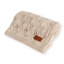 Load image into Gallery viewer, KNITTED BAMBOO BLANKET - LEAF TEXTURE - 80x100 - LIGHT BEIGE
