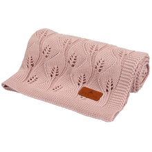 Load image into Gallery viewer, KNITTED BAMBOO BLANKET - LEAF TEXTURE - 80x100 - OLD PINK
