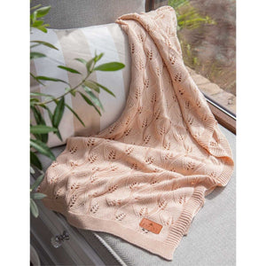 KNITTED BAMBOO BLANKET - LEAF TEXTURE - 80x100 - NUDE