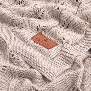 KNITTED BAMBOO BLANKET - LEAF TEXTURE - 80x100 - CAFFELATTE