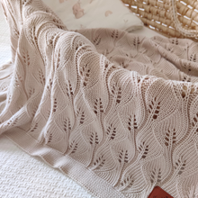 Load image into Gallery viewer, KNITTED BAMBOO BLANKET - LEAF TEXTURE - 80x100 - LIGHT BEIGE
