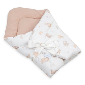 BABY WRAP SLEEPING BAG - BUNNIES &amp; HAZELNUT