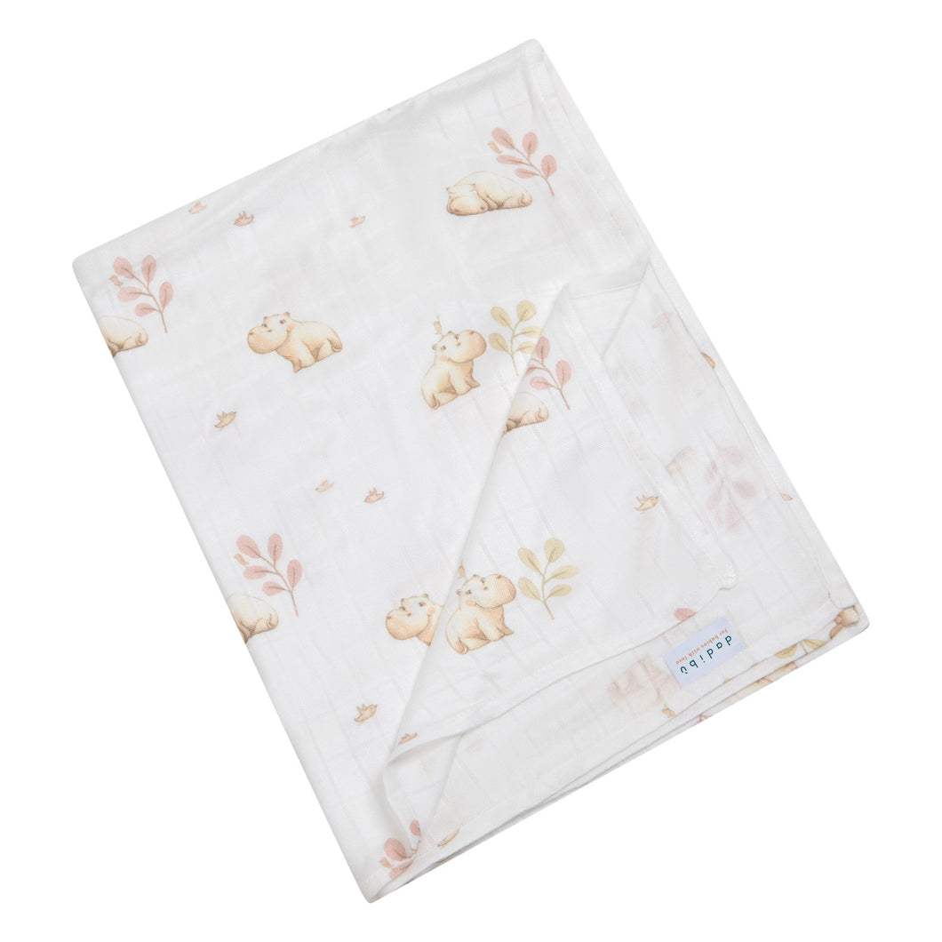 100% BAMBOO MUSLIN - 75x100 - BABY HIPPO