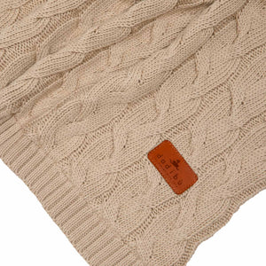 DOUBLE SIDE BLANKET IN KNITTED COTTON AND COTTON PLUSH - 80x100 - SAND