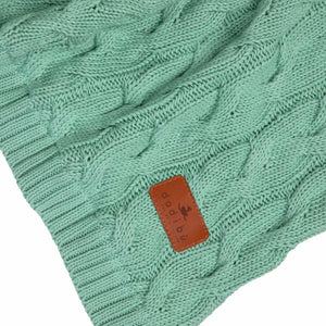 DOUBLE SIDE BLANKET IN KNITTED COTTON AND COTTON PLUSH - 80x100 - SAGE