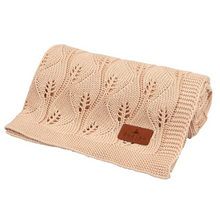 Load image into Gallery viewer, KNITTED BAMBOO BLANKET - LEAF TEXTURE - 80x100 - NUDE
